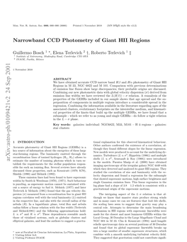 Narrowband CCD Photometry of Giant HII Regions