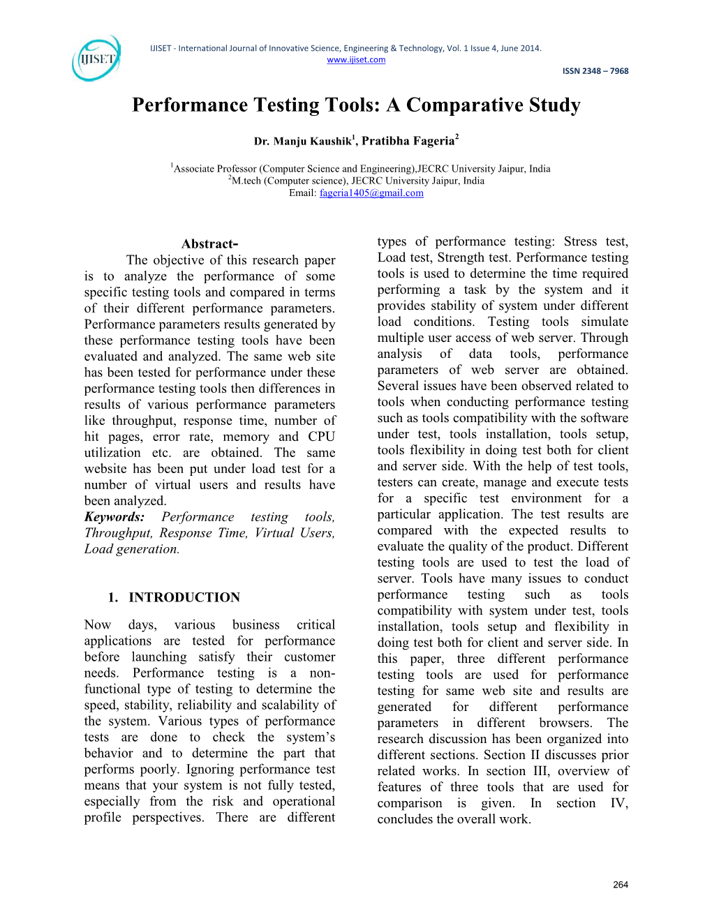 Performance Testing Tools: a Comparative Study