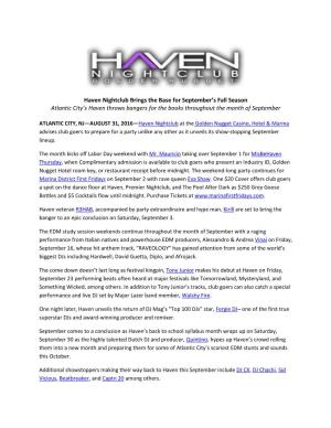 Haven Nightclub Brings the Base for September's Fall Season PDF