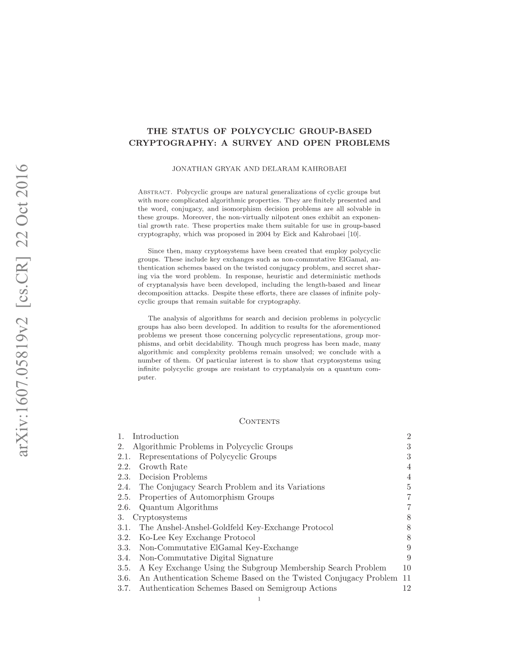 The Status of Polycyclic Group-Based Cryptography: a Survey and Open