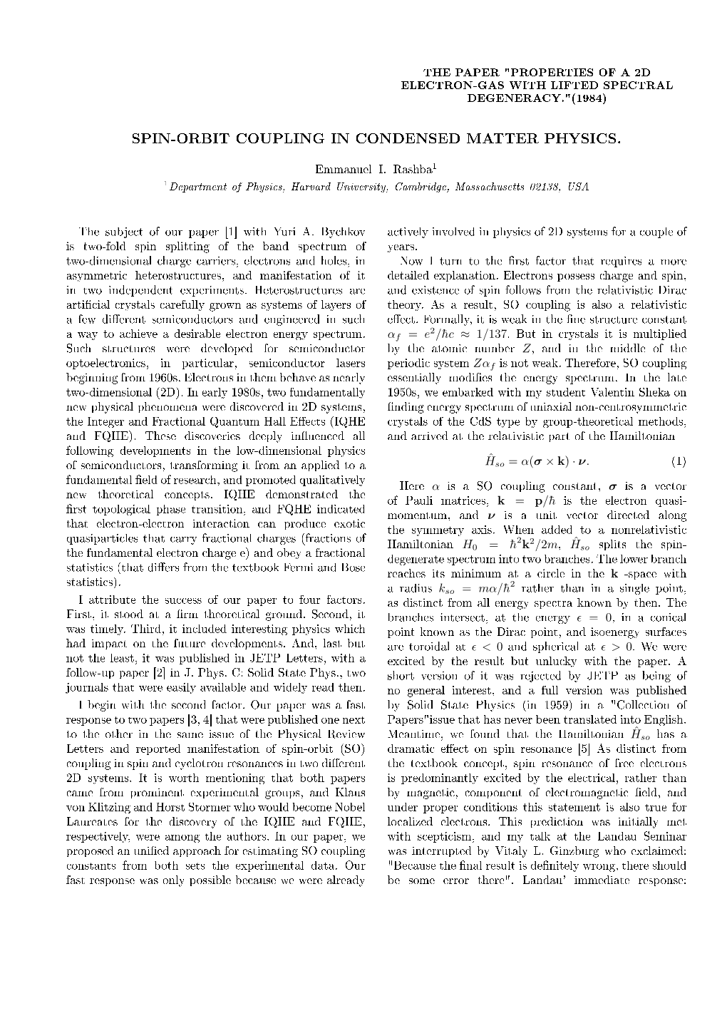 Spin-Orbit Coupling in Condensed Matter Physics