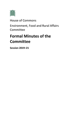 Formal Minutes of the Committee Session 2019–21