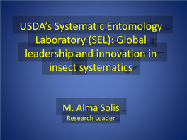 USDA's Systematic Entomology Laboratory (SEL)