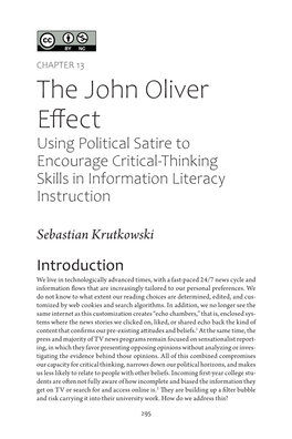 The John Oliver Effect Using Political Satire to Encourage Critical-Thinking Skills in Information Literacy Instruction