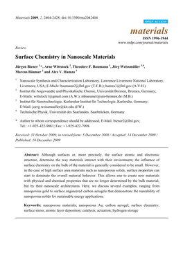 Surface Chemistry in Nanoscale Materials
