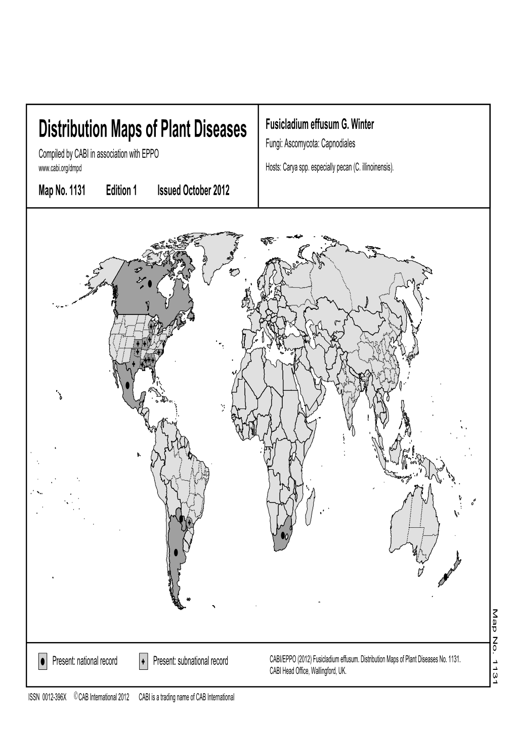 Distribution Maps of Plant Diseases Fusicladium Effusum G