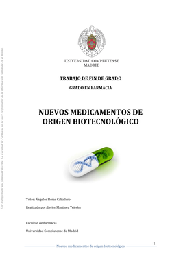 Nuevos Medicamentos De Origen Biotecnológico