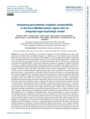 Assessing Groundwater Irrigation Sustainability in the Euro-Mediterranean Region with an Integrated Agro-Hydrologic Model