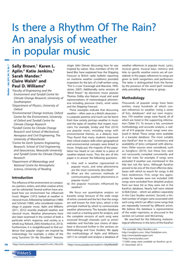 Is There a Rhythm of the Rain? an Analysis of Weather in Popular Music
