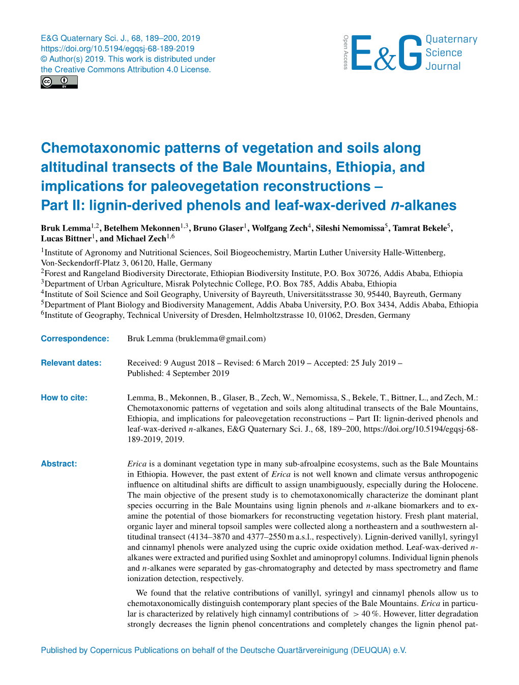 Chemotaxonomic Patterns of Vegetation and Soils Along
