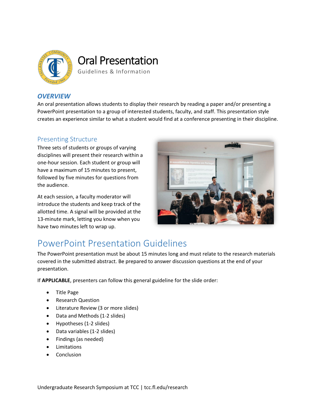 Oral Presentation Guidelines & Information