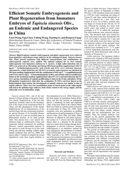 Efficient Somatic Embryogenesis and Plant Regeneration from Immature