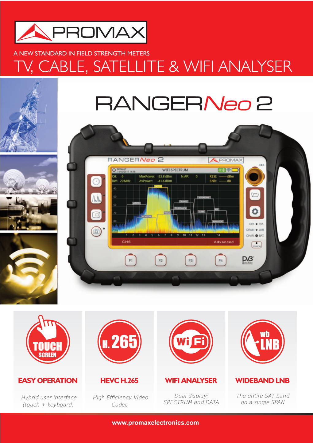 TV, CABLE, SATELLITE & WIFI ANALYSER RANGER Neo 2