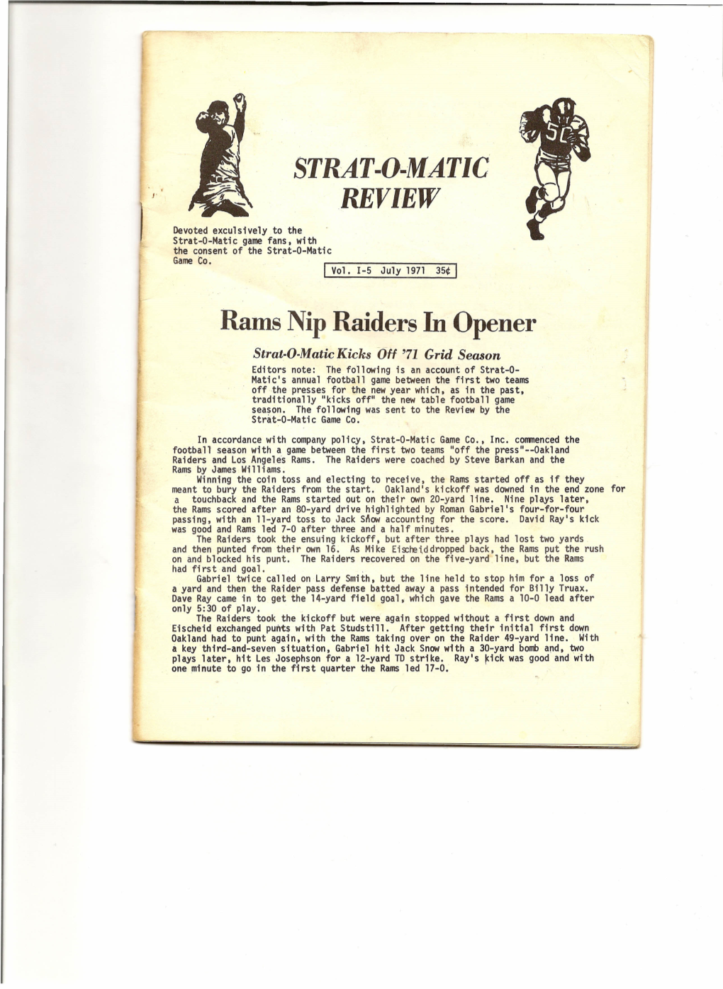 STRAT-O-MATIC REVIEW Rams Nip Raiders in Opener