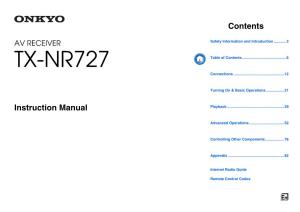 TX-NR727 Table of Contents