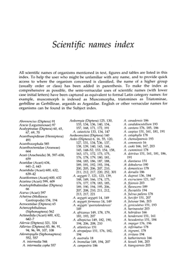 Scientific Names Index