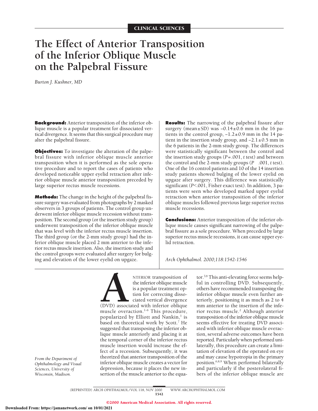 The Effect of Anterior Transposition of the Inferior Oblique Muscle on the Palpebral Fissure