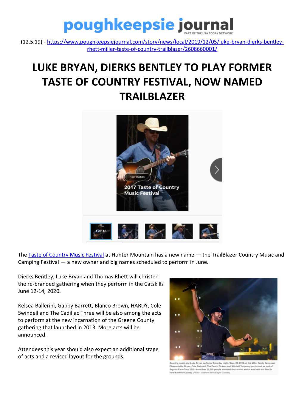 Luke Bryan, Dierks Bentley to Play Former Taste of Country Festival, Now Named Trailblazer