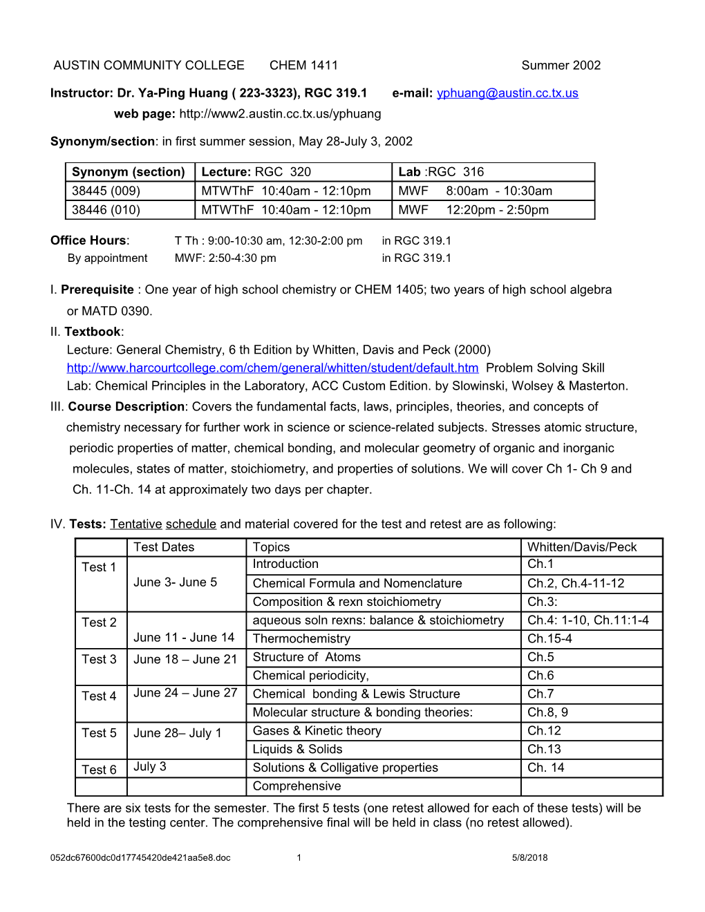 Chem 1634 Second Test 2-B October, 1994