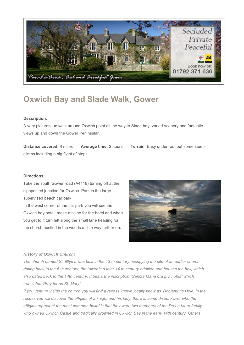 Oxwich Bay and Slade Walk, Gower