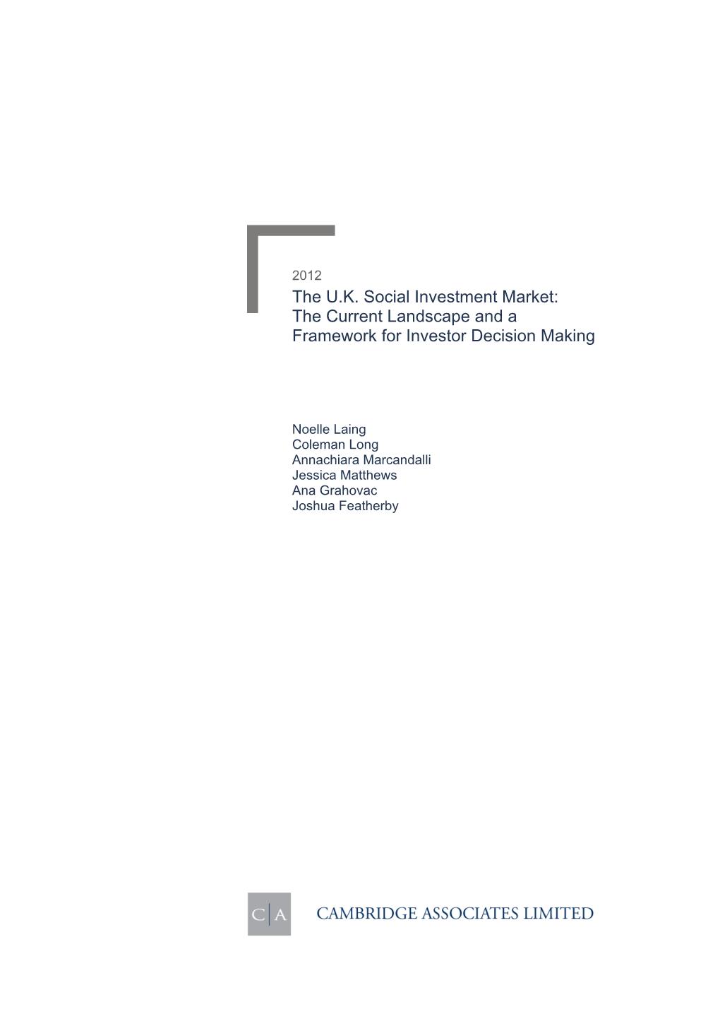 The UK Social Investment Market