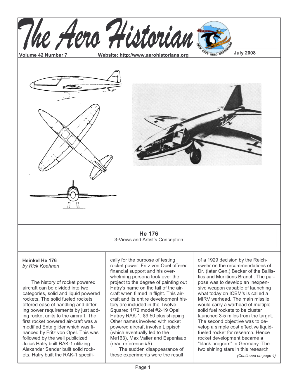 He 176 3-Views and Artist‘S Conception