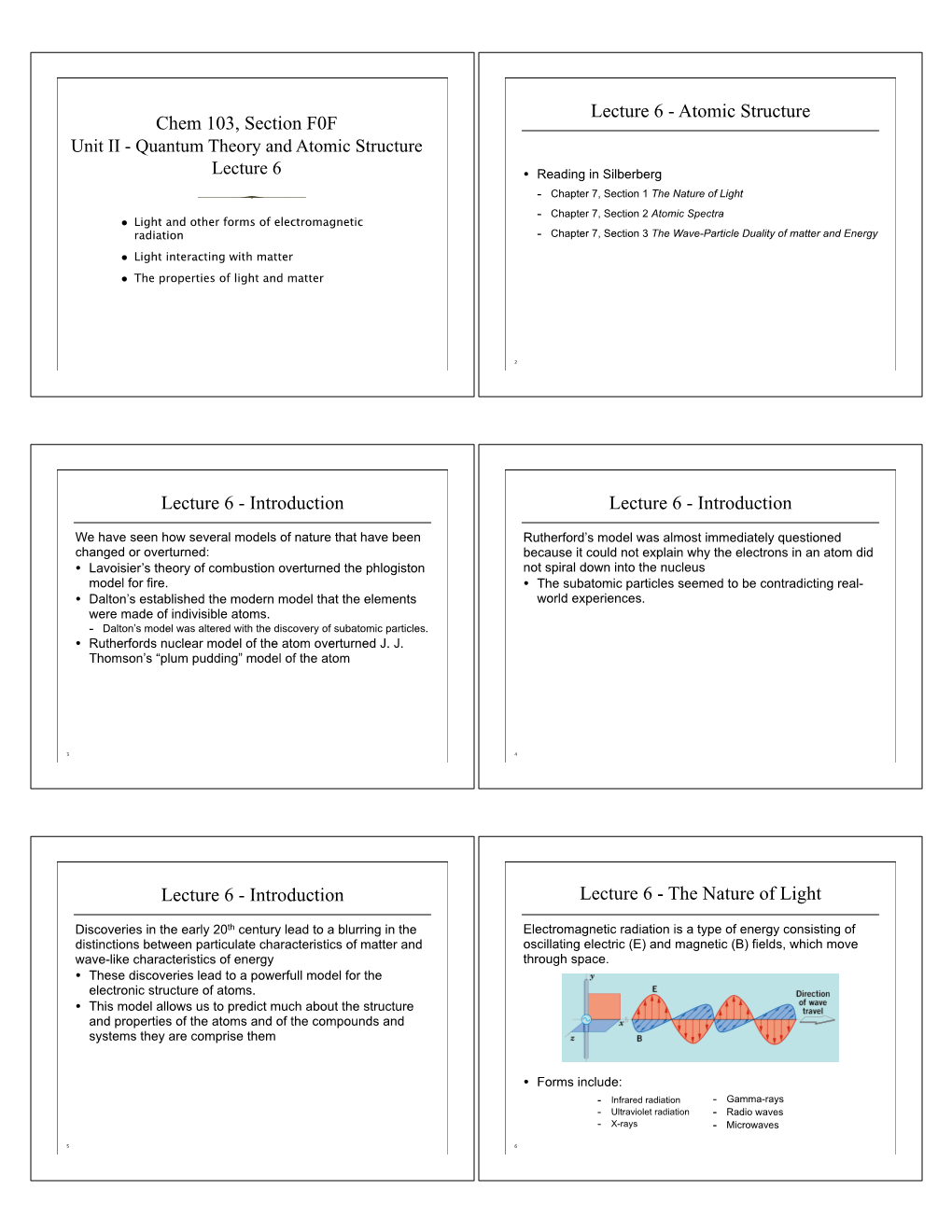 Chem 103, Section F0F Lecture 6