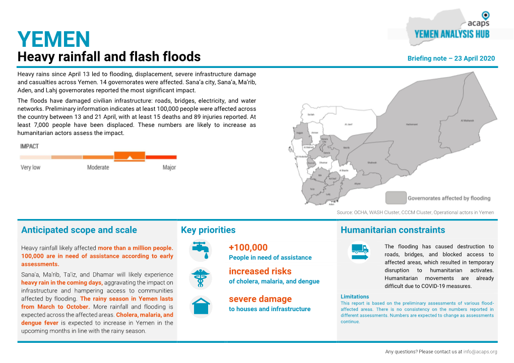 Heavy Rainfall and Flash Floods Briefing Note – 23 April 2020