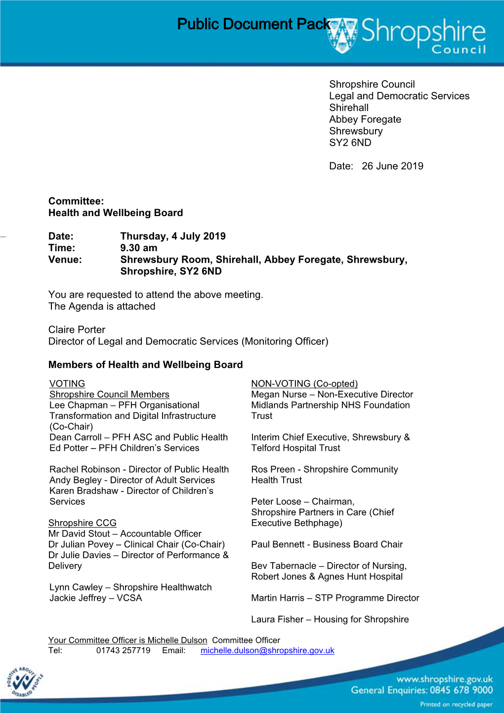 (Public Pack)Agenda Document for Health and Wellbeing Board, 04/07