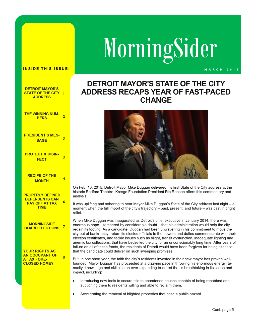 Detroit Mayor's State of the City Address Recaps Year of Fast-Paced Change