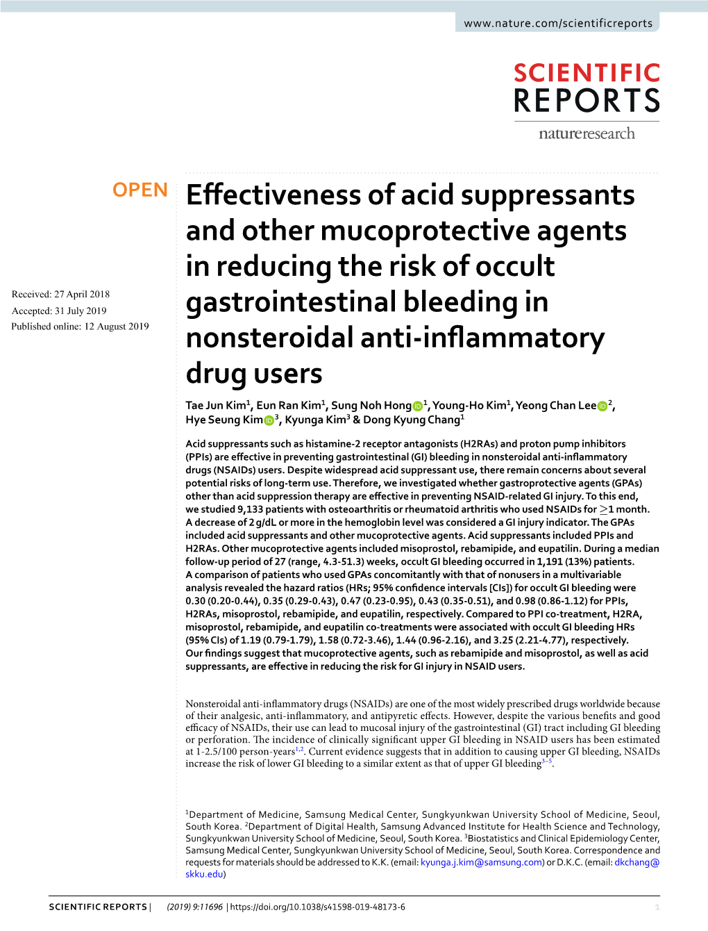 Effectiveness of Acid Suppressants and Other Mucoprotective Agents In