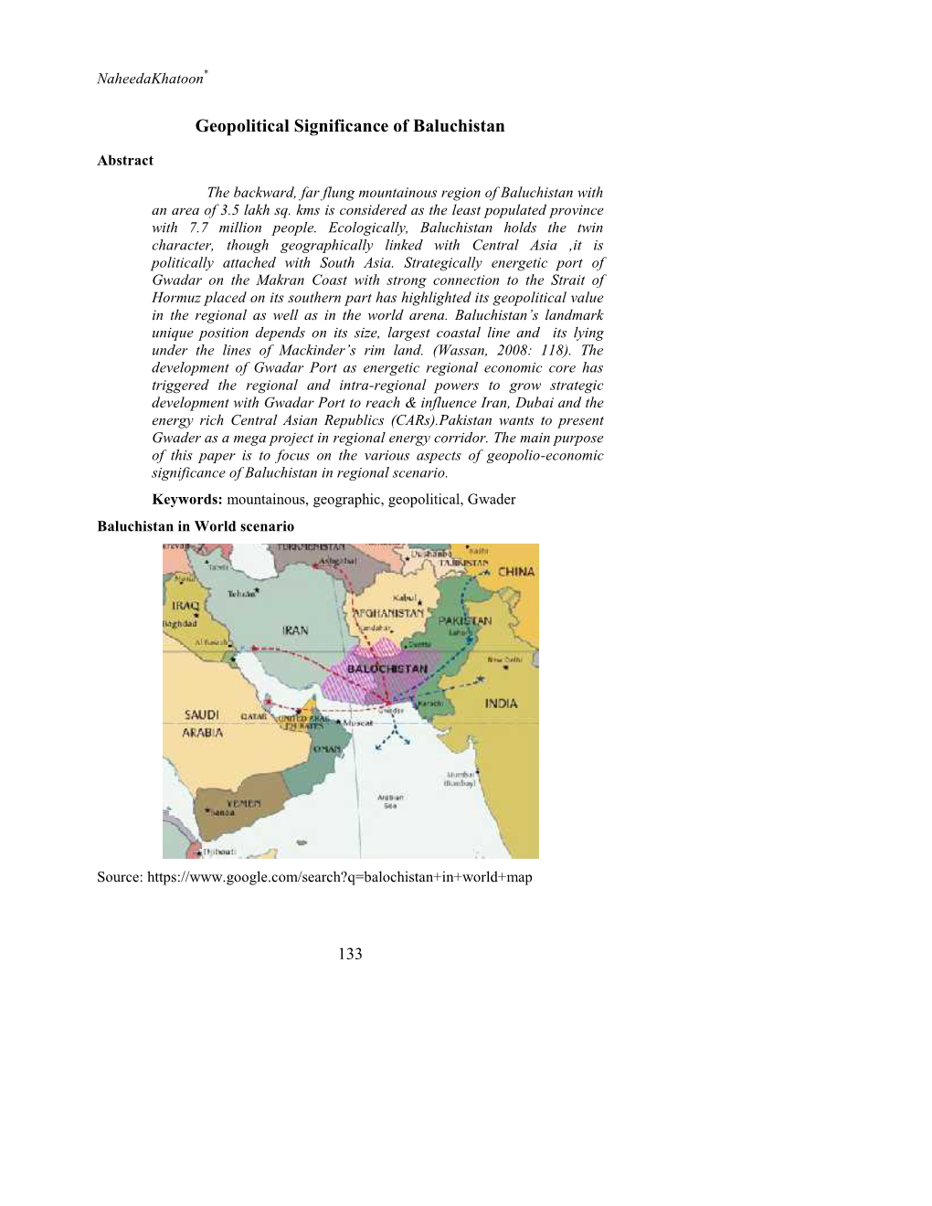 Geopolitical Significance of Baluchistan