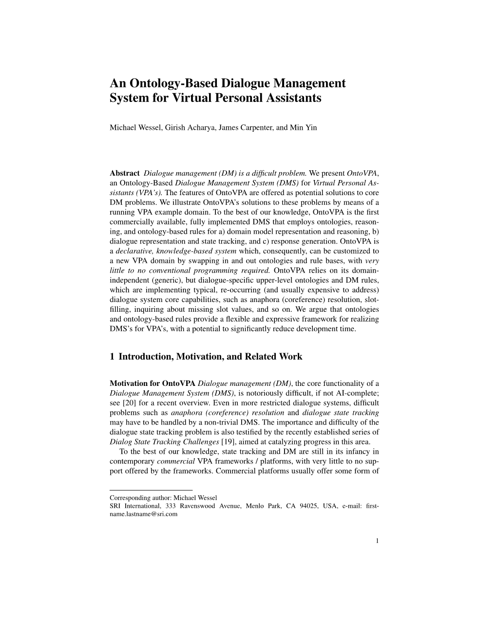 An Ontology-Based Dialogue Management System for Virtual Personal Assistants
