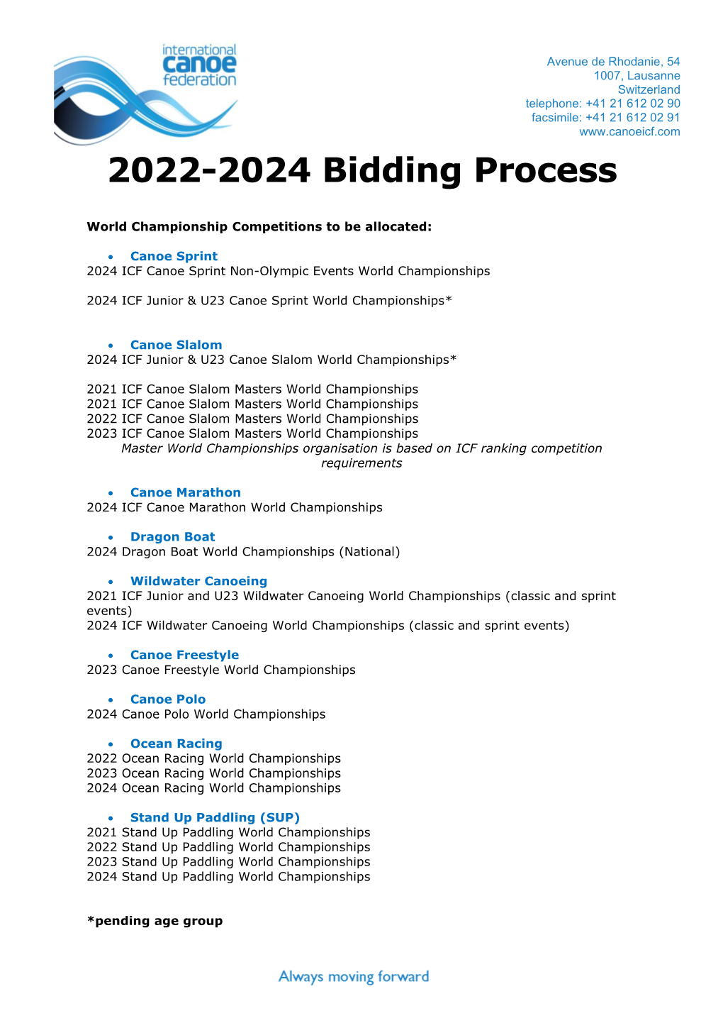 2022-2024 Bidding Process