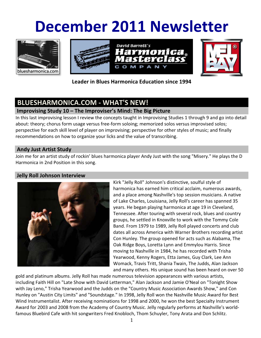 December 2011 Newsletter