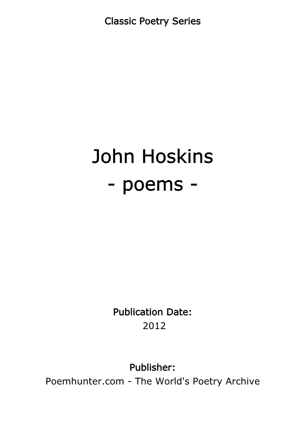 John Hoskins - Poems