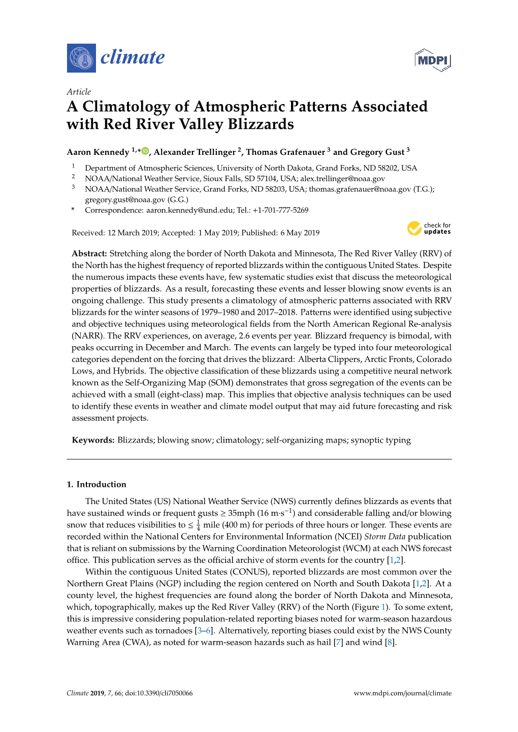 A Climatology of Atmospheric Patterns Associated with Red River Valley Blizzards