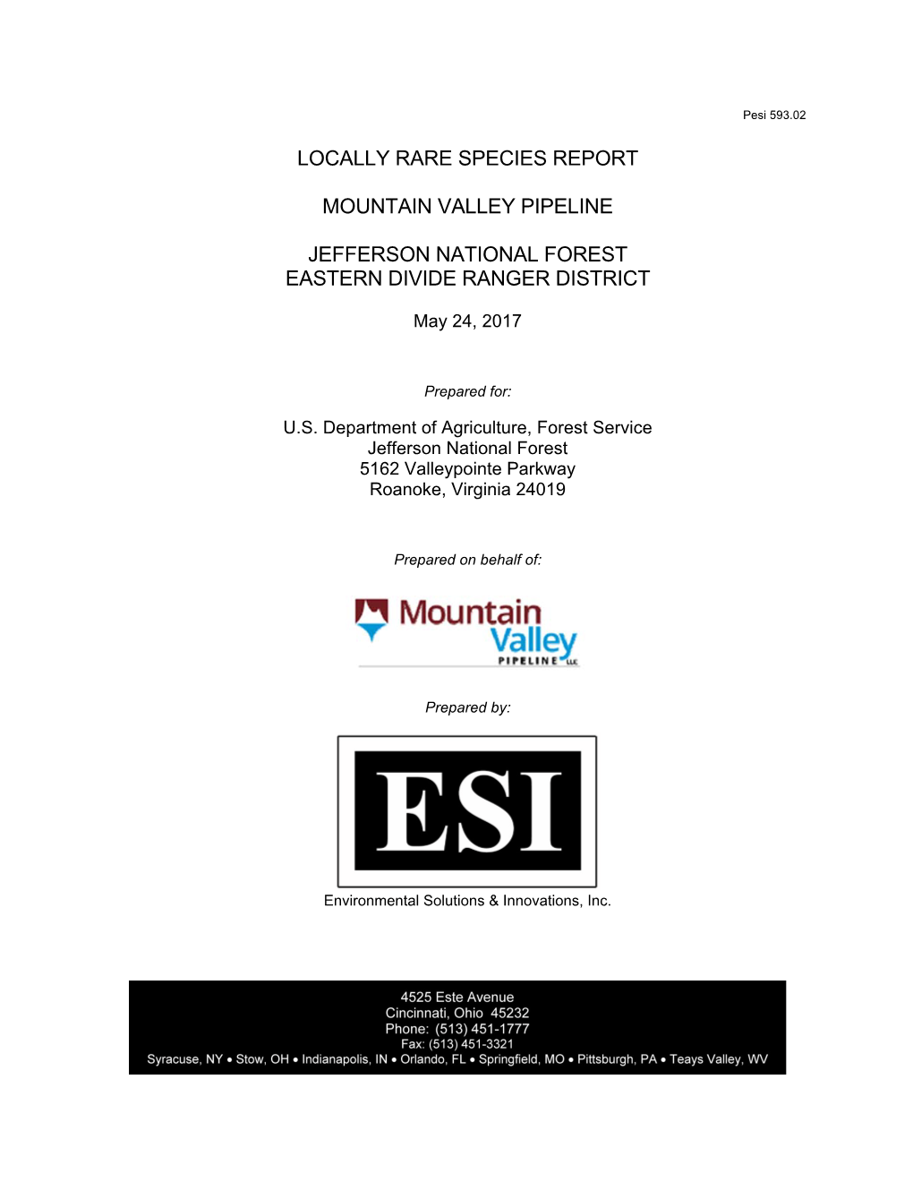 Locally Rare Species Report Mountain Valley Pipeline