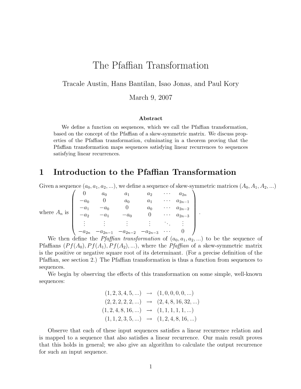 The Pfaffian Transformation