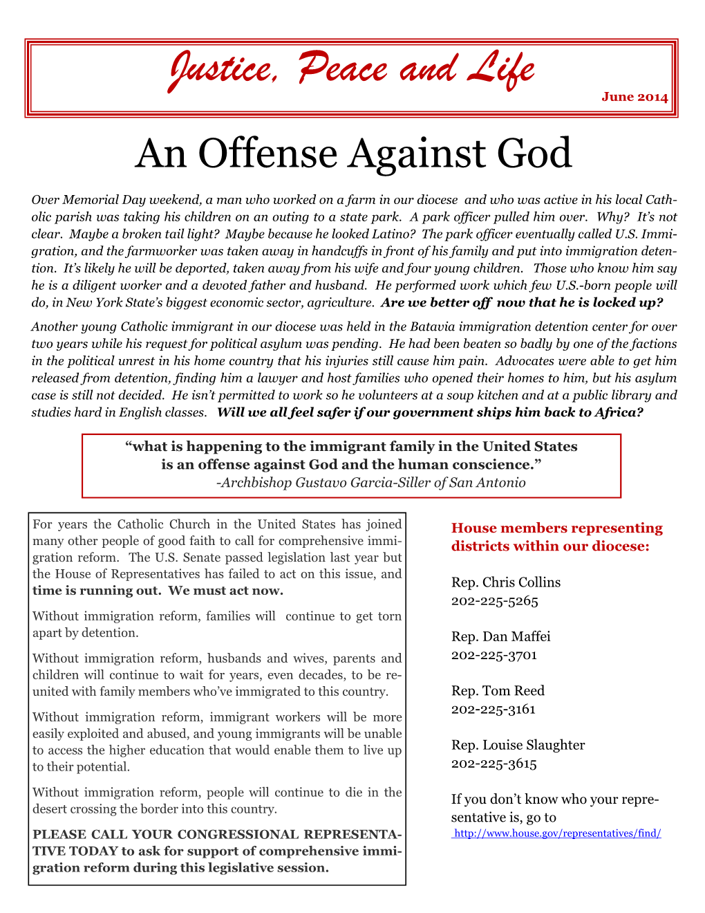 June 2014 an Offense Against God