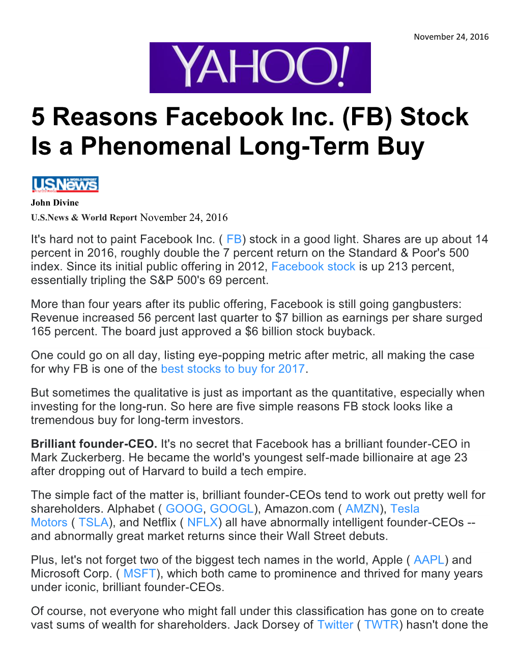 (FB) Stock Is a Phenomenal Long-Term Buy