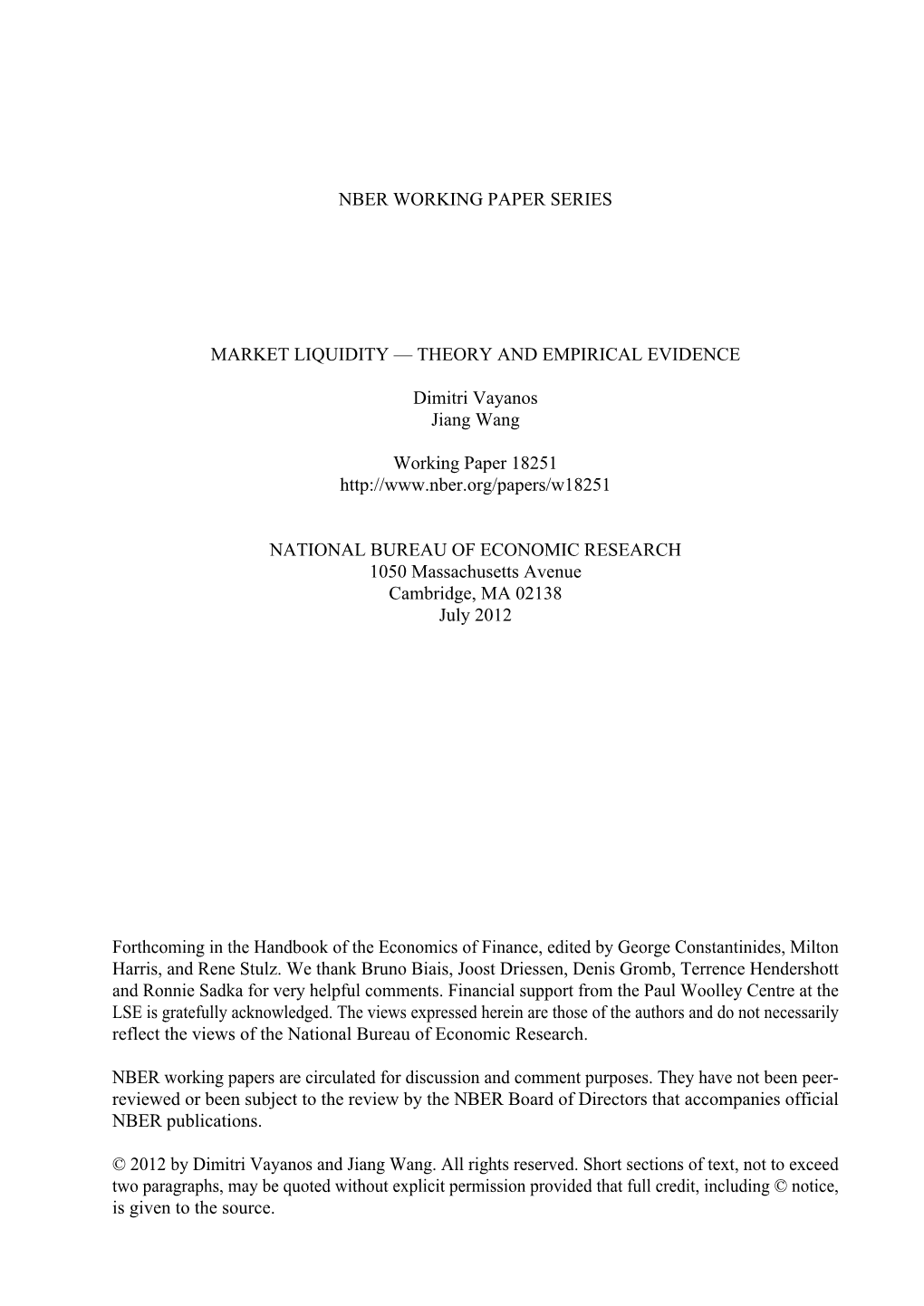 Market Liquidity — Theory and Empirical Evidence