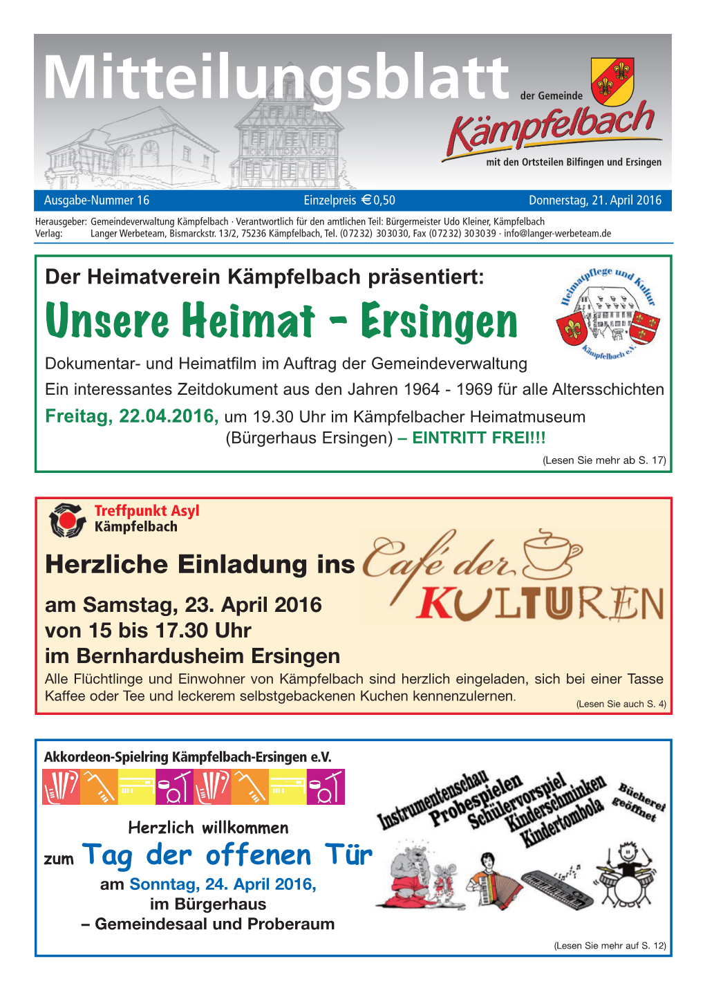 Mitteilungsblatt Der Gemeinde