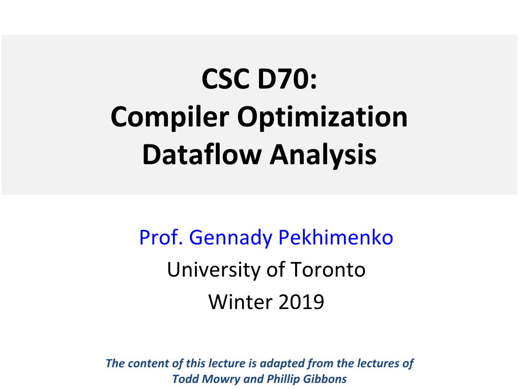 Compiler Optimization Dataflow Analysis