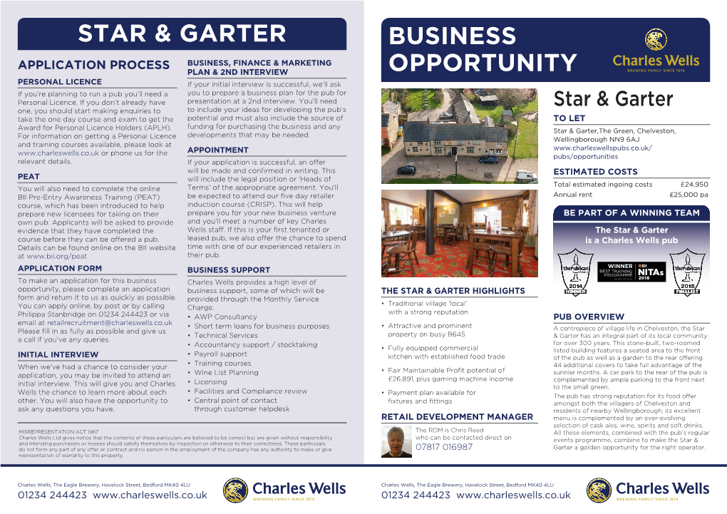 Business Opportunity Star & Garter