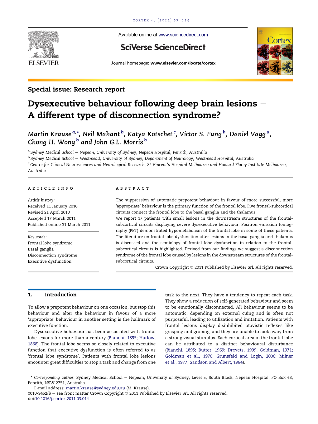 Dysexecutive Frontal Lesions