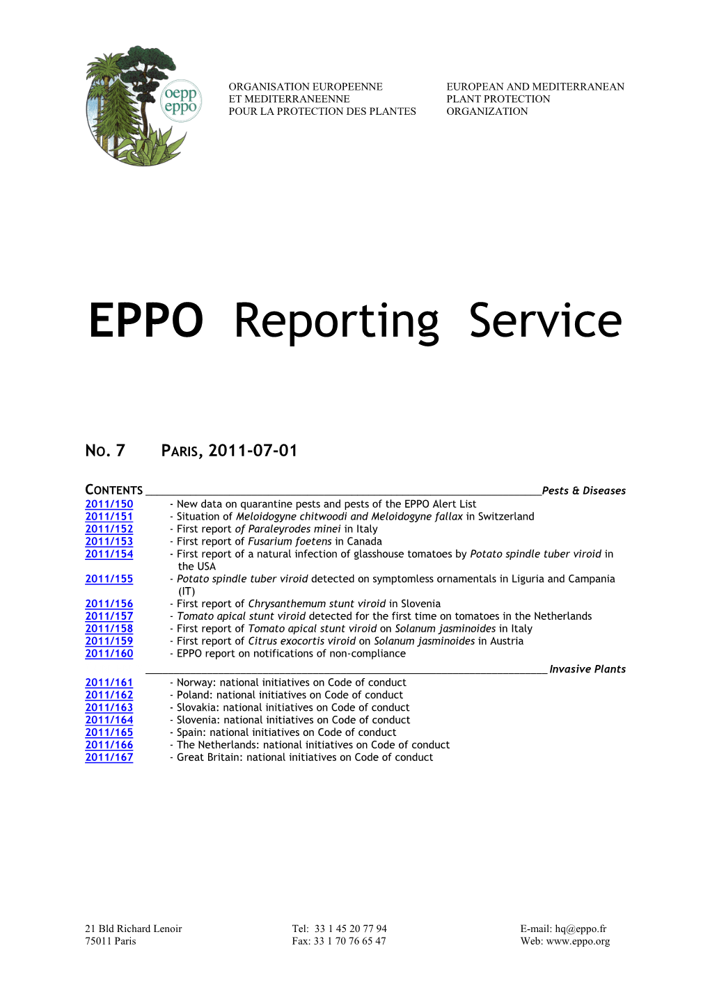 EPPO Reporting Service