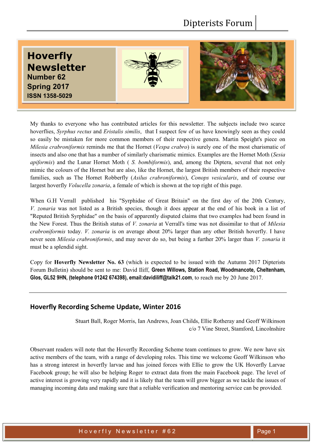 Hoverfly Newsletter No