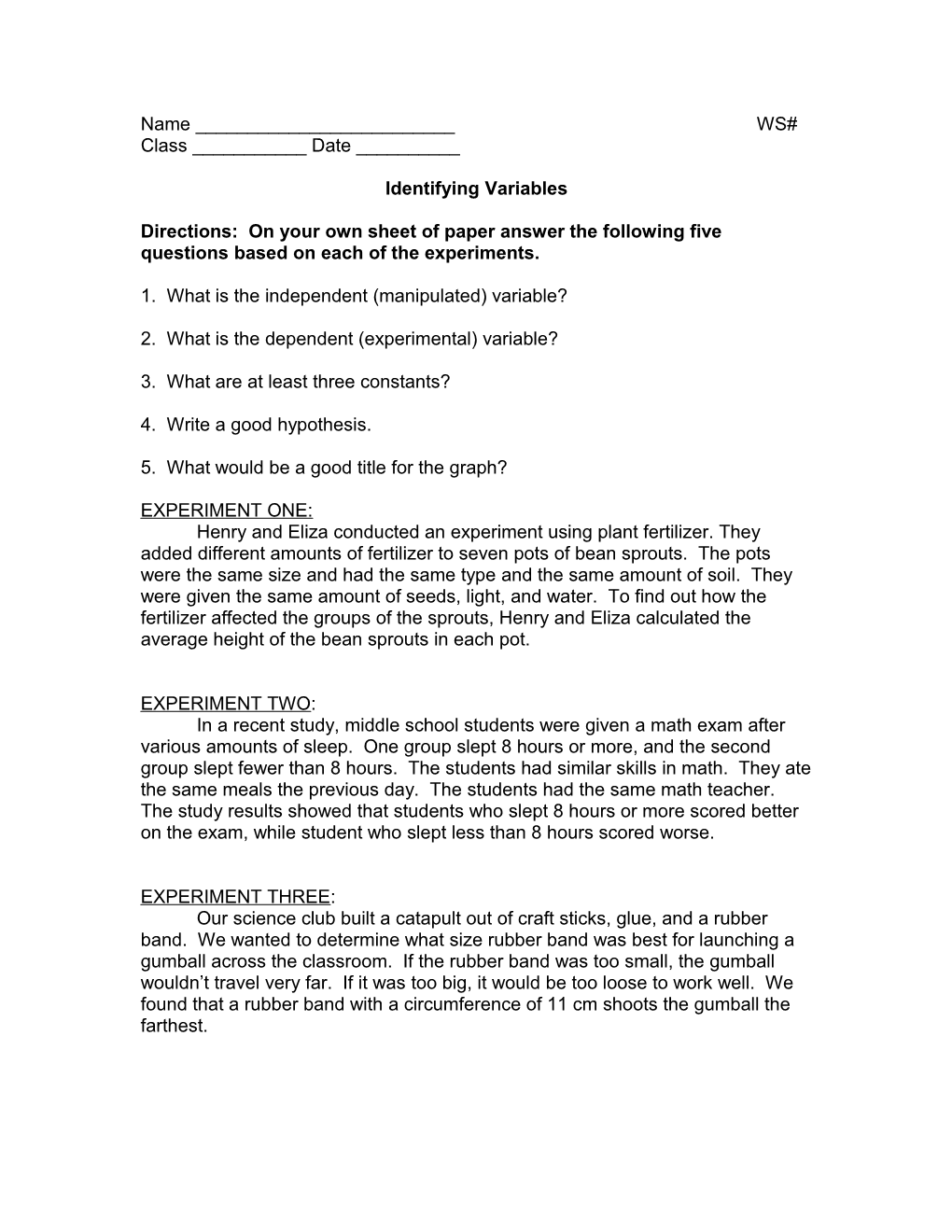 Identifying Variables