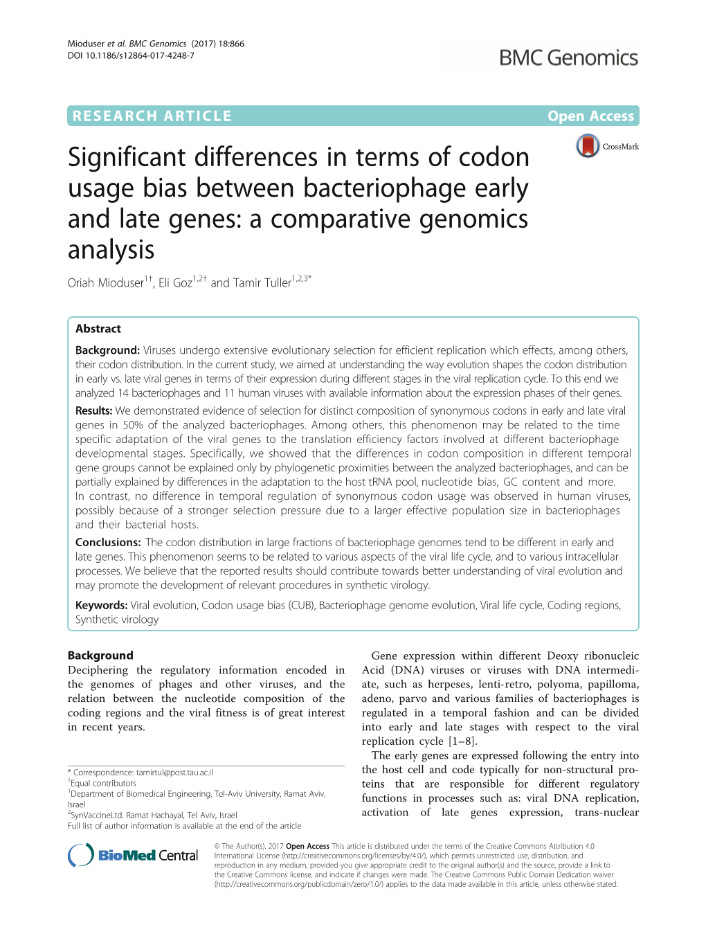 Significant Differences in Terms of Codon Usage Bias